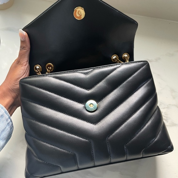 Saint Laurent (YSL) Small LouLou Chain Bag in Quilted “Y” Leather in Black/Gold - Picture 3 of 5